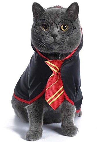 Coomour Cat Halloween Costume Anime Pet Clothes for Small Dog Kitten Costume Wizard Accessories Outfits S Red