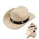 YOLUFER Pet Cowboy Hat with Adjustable Strap Dog Cat Small Pet Hat Light Coffee