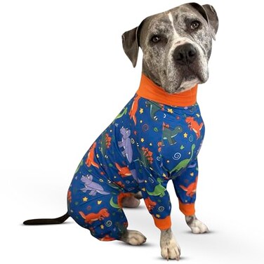 ToothHoney Big Dog Dinosaur Pajamas Slim Fit Lightweight Pullover Dog Pjs Full Coverage Please Check Size Chart Before Ordering XXL