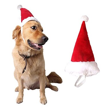 Wiz BBQT Adjustable 3D Christmas Santa Hat for Dogs Cats Large