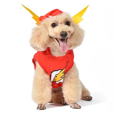 DC Comics Superhero The Flash Halloween Dog Costume Officially Licensed Halloween Pet Costumes for Dogs Size Large
