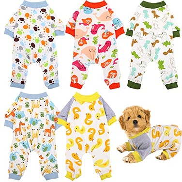 URATOT 5 Styles Soft Puppy Rompers Cute Pet Clothes Onesies for Dog Cat Small