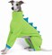 ESCCBOO Italian Greyhound Whippet Clothes Cozy Fleece Dinosaur Costume Basic Onesie Turtleneck Outfits Coat Green Medium