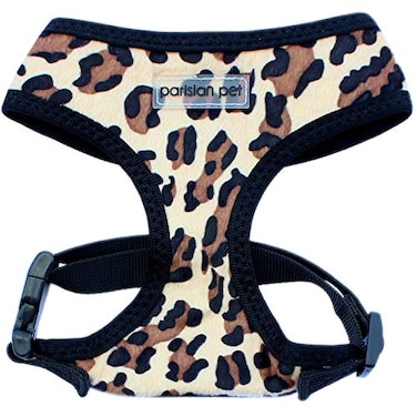 Parisian Pet Leopard Dog Harness Breathable Mesh No Pull Puppy Harness with Leash Ring Adjustable Harnesses for Dogs Soft Padded Stepin Pet Vest Lightweight Dog Vests for Large Sized Dogs