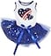 Petitebella USA Twins Heart Puppy Dog Dress WhiteBlue Sequins Small