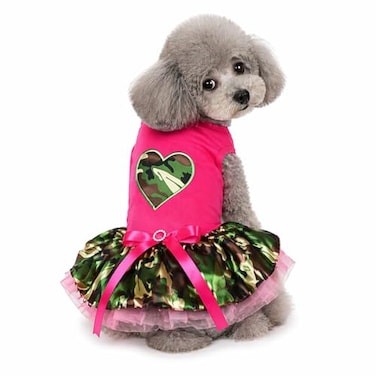 Petitebella Camouflage Heart Puppy Dog Dress Hot PinkCamouflage Medium