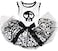 Petitebella Black Skull Face Puppy Dog Dress WhiteDamask Large