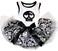 Petitebella Black Skull Face Puppy Dog Dress WhiteDamask Large
