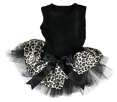 Petitebella Plain Leopard Theme Puppy Dog Dress BlackBlack Leopard XSmall