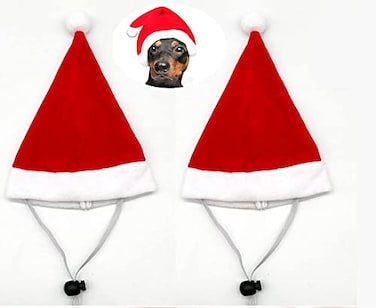ProCover 2Pcs Mini Dog Santa Hat for Dog Christmas Hat Christmas Party DressupRed