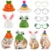 Silkfly 8 Pcs Hamster Hat Pet Round Costume Glasses Includes 4 Pcs Knitted Cute Animals Hat with Adjustable Strap and 4 Pairs of Mini Pet Glasses for Small Animals Lizards Guinea Pig Clothes Accessory