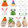 Silkfly 8 Pcs Hamster Hat Pet Round Costume Glasses Includes 4 Pcs Knitted Cute Animals Hat with Adjustable Strap and 4 Pairs of Mini Pet Glasses for Small Animals Lizards Guinea Pig Clothes Accessory