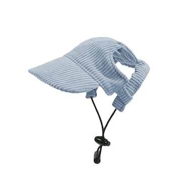 Symphonyw Dog Baseball Cap Dog Cat Summer Beach Visor Hat with Ear Holes Adjustable Puppy Sunbonnet Headdress Blue Medium