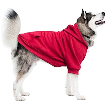 ARUNNERS Extra Large Dog Zipper Hoodies Clothes Zip Up Sweaters for Rottweiler Cane Corso Red 6XLarge
