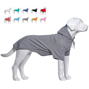 Lovelonglong Blank Basic Hoodie Sweatshirt for Dogs 100 Cotton Fits Small Medium Dachshund Large Dog Gray DL