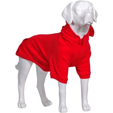 Lovelonglong Blank Basic Hoodie Sweatshirt for Dogs 100 Cotton Fits Small Medium Dachshund Large Dog Red DM