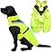 Lautus Pets Waterproof Dog Rain Coat Reflective Safety Strips Leash Hole Lightweight Adjustable Jacket for Medium Breeds L Yellow