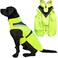 Lautus Pets Waterproof Dog Rain Coat Reflective Safety Strips Leash Hole Lightweight Adjustable Jacket for Medium Breeds L Yellow