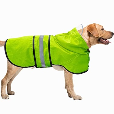 Dadanfly Dog Raincoat Waterproof Reflective Slicker Lightweight Breathable Hooded Poncho Rain Coat Jacket with Adjustable Belly Strap and Leash Hole for Small Medium Large Dogs Large Green