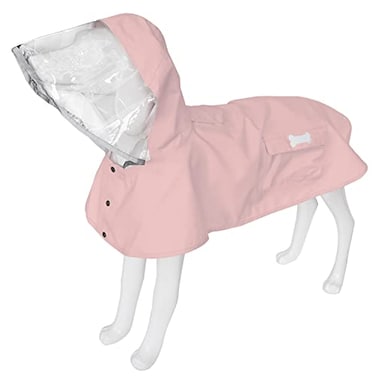 MAMORE Dog RaincoatWaterproof Rain Poncho with Hoodie High Reflective Adjustable Pet Rain Jacket with Leash Hole for Small Medium and Large Dogs Pink Medium