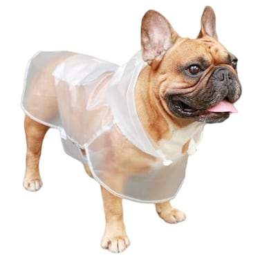 iChoue English Bulldog Raincoat American Pitbull Rain Coat Jacket Poncho Packable Waterproof Adjustable with Reflective Straps Lightweight for Short Thick Large Dogs Clear XL