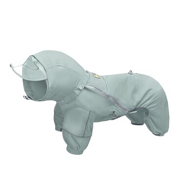 WOOFO FullCoverage Dog Raincoat Lightweight Comfortable Adjustable Easy to Wear Dog Rain Jacket Detachable Cap Reflective Strip Mint Large