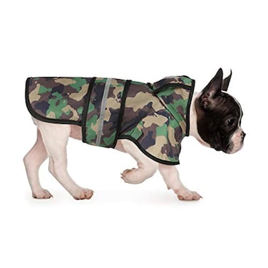 HDE Dog Raincoat Jacket Reflective Adjustable Hooded Pet Poncho Rain Coat with Leash Hole for Small to XLarge Dogs Camo M