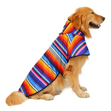 HDE Dog Raincoat Jacket Reflective Adjustable Hooded Pet Poncho Rain Coat with Leash Hole for Small to XLarge Dogs Baja Stripes L
