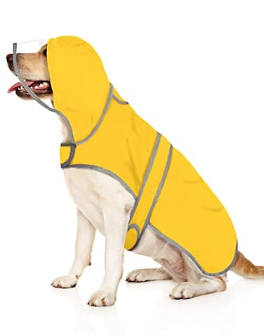 HDE Dog Raincoat with Clear Hood Rain Jacket Poncho for Small Medium Large Dogs Yellow L