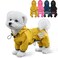 Miucat Dog Raincoat Waterproof Dog Rain Jacket with Hood Rain Coat with Leash Hole Reflective Strap for Small Medium Dogs Lightweight Puppy ClothesYellowS