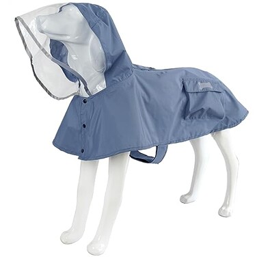 MAMORE Waterproof Dog Raincoat Adjustable Reflective Lightweight Pet Rain Clothes with Poncho HoodMedium BlueGrey