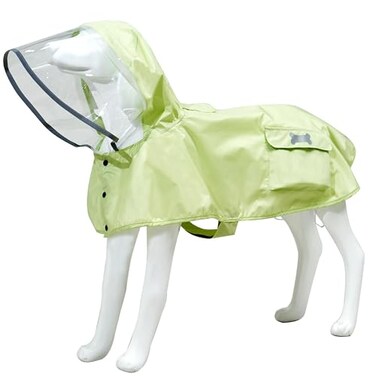 MAMORE Waterproof Dog Raincoat Adjustable Reflective Lightweight Pet Rain Clothes with Poncho HoodMediumLight Green