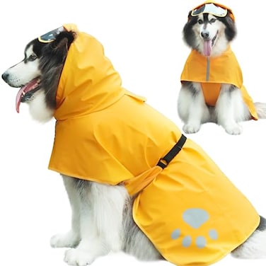Periflowin Dog Raincoat Hooded Slicker Poncho Reflective Lightweight Pet Rain Jacket CoatDog Waterproof Raincoat with Adjustable Belly Strap for SmallMedium Large Dogs
