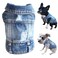 Tealots Jean Jacket Puppy Blue Denim Lapel Vest Coat Costume Dog Boy Girl TShirt Clothes Cool Funny Apparel Outfits Machine Washable Dog Cat Outfits S Medium