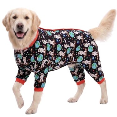 LovinPet Large Dog OutfitDog Rash GuardDoberman Sun Shield ShirtSpace Astronauts Black PrintLightweight Pullover Large Puppy PJsFull Coverage Doberman PajamasMedium
