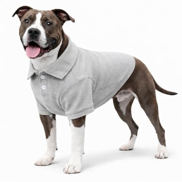 lovelonglong Basic Dog Polo Shirts Premium Cotton Polo TShirts for Large Medium Small Dogs with a TwoButton Collar Blank Color Gray XXL