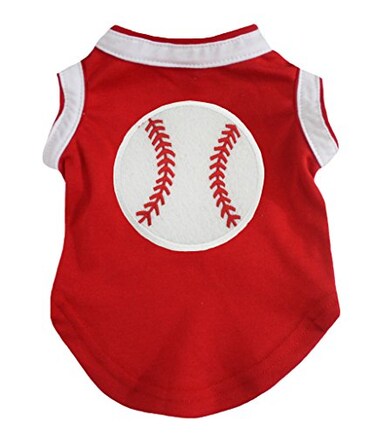 Petitebella Baseball Puppy Dog Shirt Red Medium