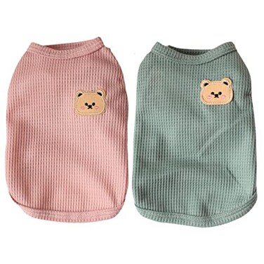BIECWIAY Cotton Dog Cat TShirts Soft Breathable Stretchy Sleeveless Vests for Medium Small Dogs
