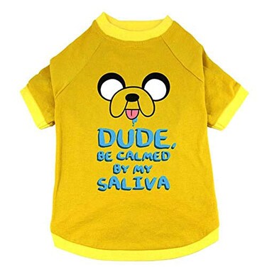Crowded Coop, LLC Crowded Coop LLC Adventure Time Jake Saliva Dog Unisex Cartoon TShirt Yellow Small 1518 859 Cotton Blend