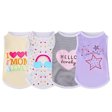choyaxo 4pcs Dog Shirts Sleeveless Printed Pet Vest for Chiuahaha Small Medium Dogs Spring Summer