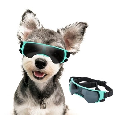 Billionchains Dog Goggles for Small Dog Doggy Goggles with Adjustable Straps AntiUV Doggie Sunglasses Windproof Eye Protection to Small Breed Blue