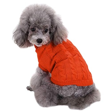 CHBORCHICEN Small Dog Sweaters Knitted Pet Cat Warm Dog Sweatshirt Winter Clothes Kitten Puppy Sweater Medium Orange
