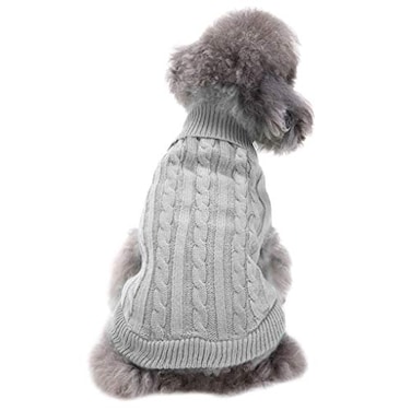 CHBORCHICEN Small Dog Sweaters Knitted Pet Cat Warm Dog Sweatshirt Winter Clothes Kitten Puppy Sweater Medium Grey