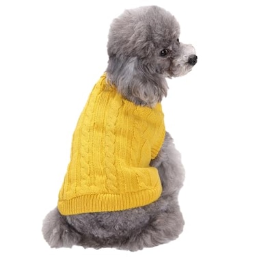 CHBORCHICEN Small Dog Sweaters Knitted Pet Cat Warm Dog Sweatshirt Winter Clothes Kitten Puppy Sweater MediumYellow