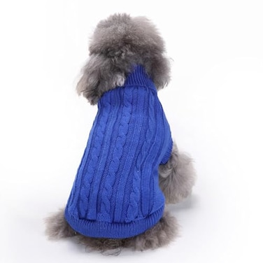 CHBORCHICEN Small Dog Sweaters Knitted Pet Cat Warm Dog Sweatshirt Winter Clothes Kitten Puppy Sweater MediumDark Blue