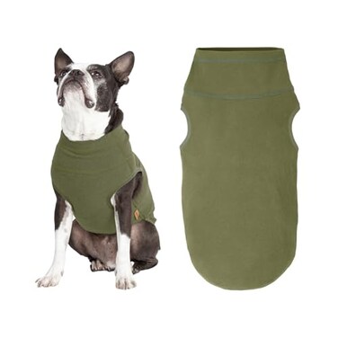 Gooby Microfiber Stretch Fleece Vest Dog Sweater Olive Green XSmall Warm Pullover Microfiber Fleece Dog Jacket for Small to Large Dogs