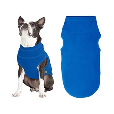 Gooby Microfiber Stretch Fleece Vest Dog Sweater Blue Small Warm Pullover Microfiber Fleece Dog Jacket for Small to Large Dogs