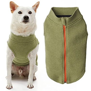 Gooby Zip Up Microfiber Fleece Dog Sweater Green XLarge Warm Double Layered Soft Stepin Jacket Without Ring Leash Winter Sweaters for Small and Medium Dogs