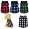 Rbenxia 4 Buffalo Plaid Dog Sweaters with Leash Ring Soft Fleece Vest Pullover Warm Jacket Pet Clothes Winter Outfits for Small Puppy Cat Pets Large
