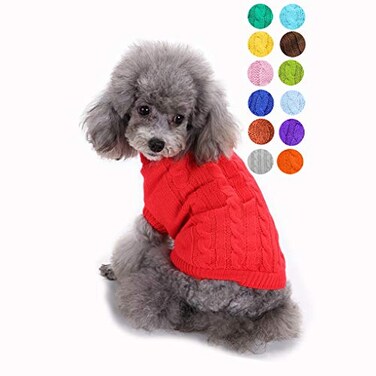 Bwealthest Dog Sweater Warm Elastic with Turtleneck Design Red XSmall Acrylic Blend Machine Washable Christmas Solid NBA Unisex Small Dog Puppy Sweater